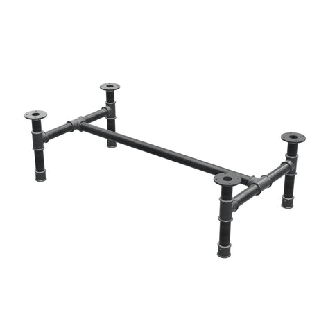 Podstawa stolika kawowego, rama w kształcie H, żeliwo i stal Ø 42 mm, 116 × 61 cm, wysokość 34 cm