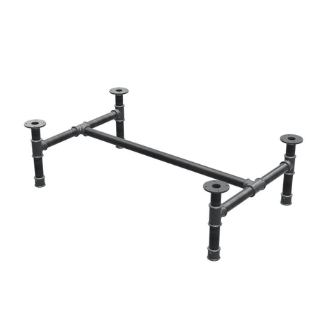 Podstawa stolika kawowego, rama w kształcie H, żeliwo i stal Ø 42 mm, 116 × 71 cm, wysokość 34 cm