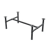 Podstawa stolika kawowego, rama w kształcie H, żeliwo i stal Ø 42 mm, 116 × 71 cm, wysokość 44 cm
