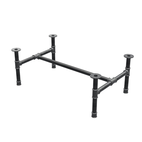 Podstawa stolika kawowego, rama w kształcie H, żeliwo i stal Ø 42 mm, 116 × 71 cm, wysokość 44 cm