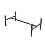 Podstawa stolika kawowego, rama w kształcie H, żeliwo i stal Ø 42 mm, 136 × 71 cm, wysokość 44 cm