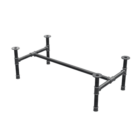 Podstawa stolika kawowego, rama w kształcie H, żeliwo i stal Ø 42 mm, 136 × 71 cm, wysokość 44 cm