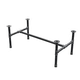 Podstawa stolika kawowego, rama w kształcie H, żeliwo i stal Ø 42 mm, 136 × 71 cm, wysokość 54 cm
