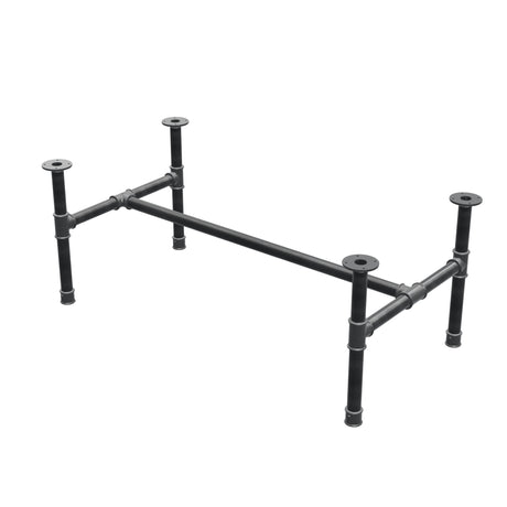 Podstawa stolika kawowego, rama w kształcie H, żeliwo i stal Ø 42 mm, 136 × 71 cm, wysokość 54 cm