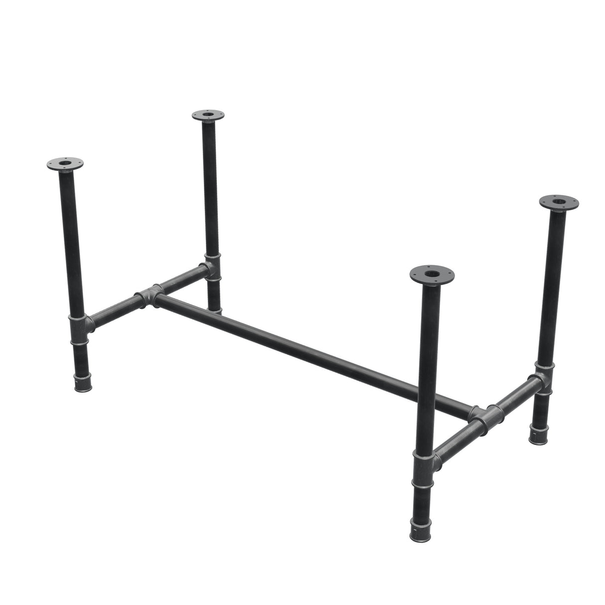 Podstawa stołu jadalnego, rama w kształcie H, żeliwo i stal Ø 42 mm, 136 × 71 cm, wysokość 74 cm