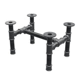 Podstawa stolika kawowego, rama w kształcie H, żeliwo i stal Ø 42 mm, 56 × 41 cm, wysokość 34 cm