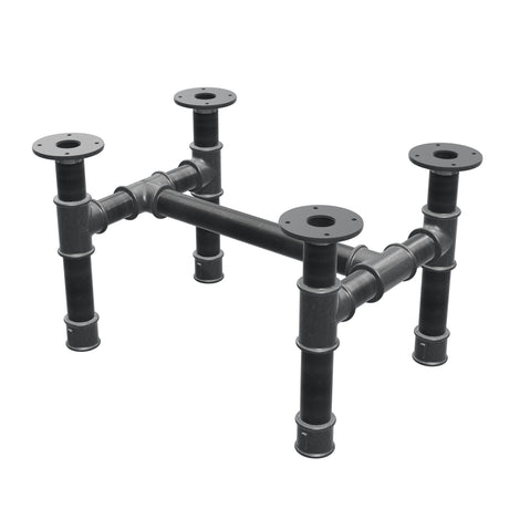 Podstawa stolika kawowego, rama w kształcie H, żeliwo i stal Ø 42 mm, 56 × 41 cm, wysokość 34 cm
