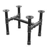 Podstawa stolika kawowego, rama w kształcie H, żeliwo i stal Ø 42 mm, 56 × 41 cm, wysokość 44 cm