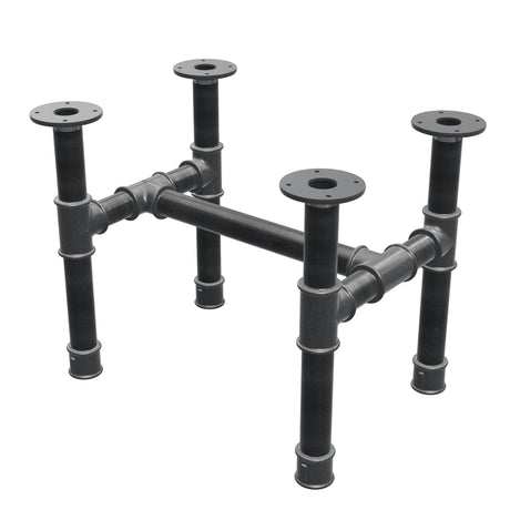 Podstawa stolika kawowego, rama w kształcie H, żeliwo i stal Ø 42 mm, 56 × 41 cm, wysokość 44 cm
