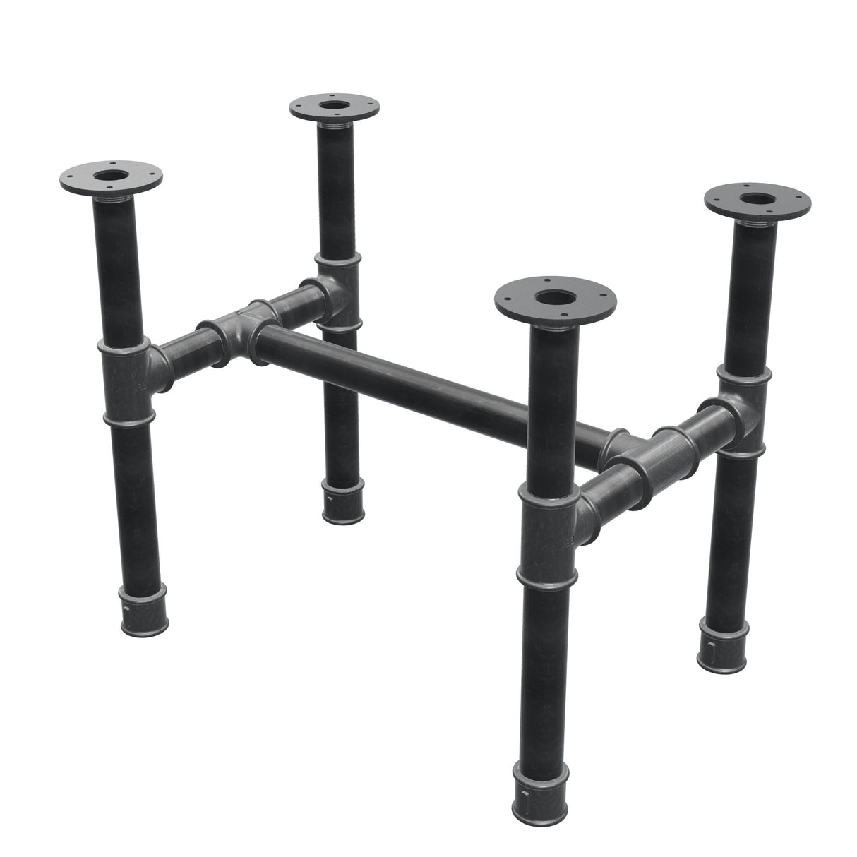 Podstawa stolika kawowego, rama w kształcie H, żeliwo i stal Ø 42 mm, 66 × 45 cm, wysokość 54 cm