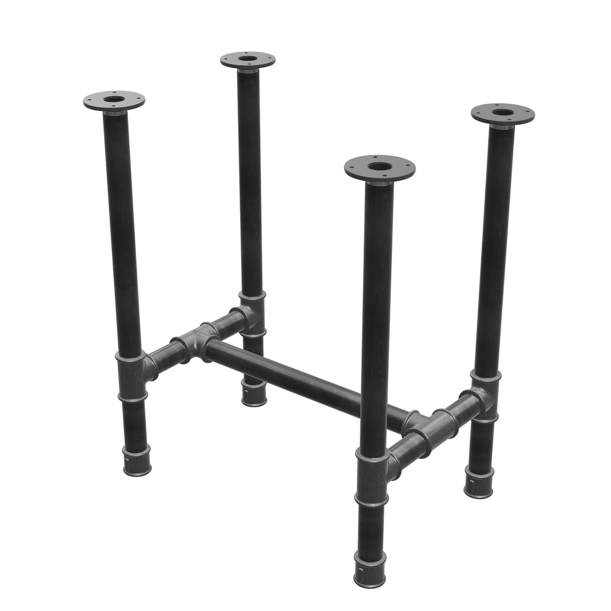 Podstawa stołu jadalnego, rama w kształcie H, żeliwo i stal Ø 42 mm, 66 × 45 cm, wysokość 74 cm