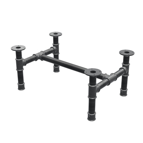 Podstawa stolika kawowego, rama w kształcie H, żeliwo i stal Ø 42 mm, 76 × 51 cm, wysokość 34 cm