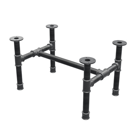 Podstawa stolika kawowego, rama w kształcie H, żeliwo i stal Ø 42 mm, 76 × 51 cm, wysokość 44 cm