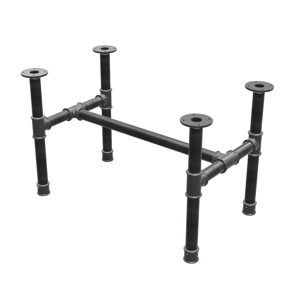 Podstawa stolika kawowego, rama w kształcie H, żeliwo i stal Ø 42 mm, 86 × 51 cm, wysokość 54 cm