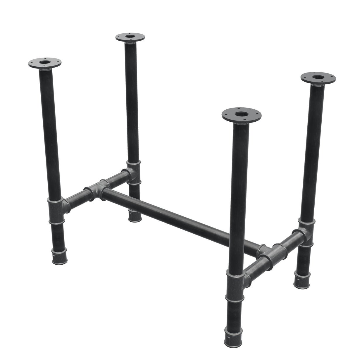 Podstawa stołu jadalnego, rama w kształcie H, żeliwo i stal Ø 42 mm, 86 × 51 cm, wysokość 74 cm
