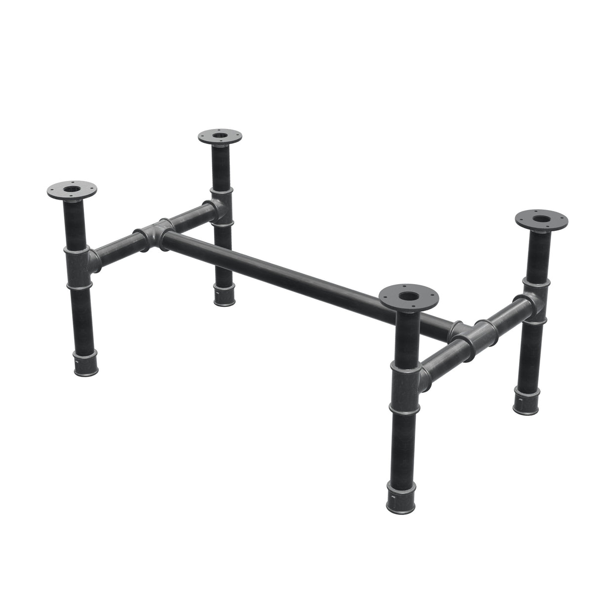 Podstawa stolika kawowego, rama w kształcie H, żeliwo i stal Ø 42 mm, 96 × 57 cm, wysokość 44 cm