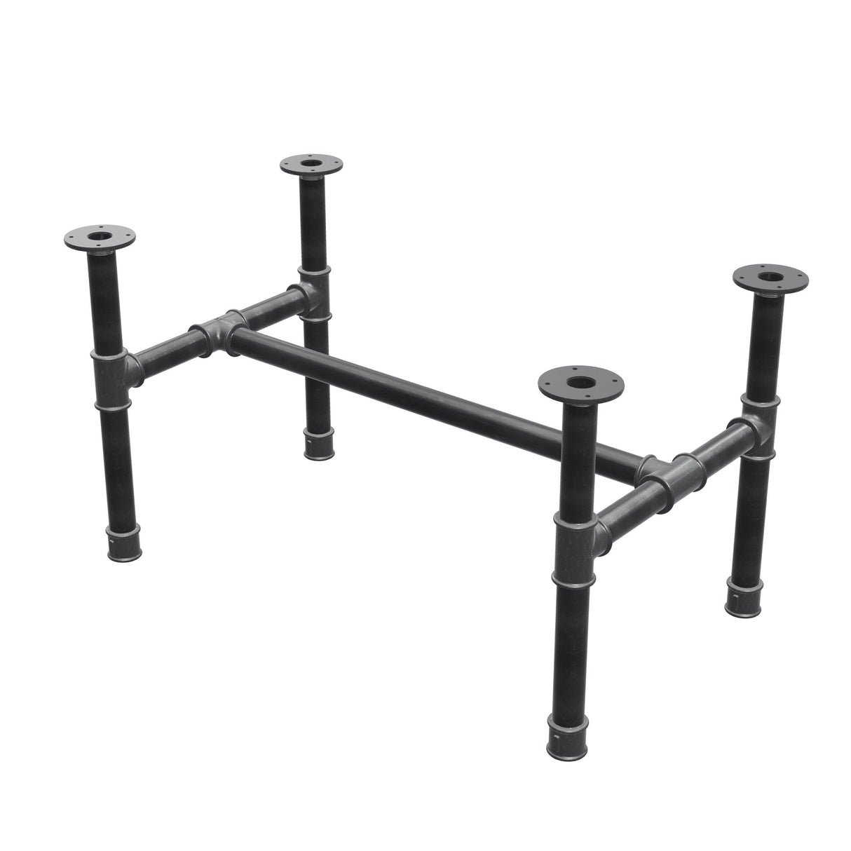 Podstawa stolika kawowego, rama w kształcie H, żeliwo i stal Ø 42 mm, 96 × 57 cm, wysokość 54 cm