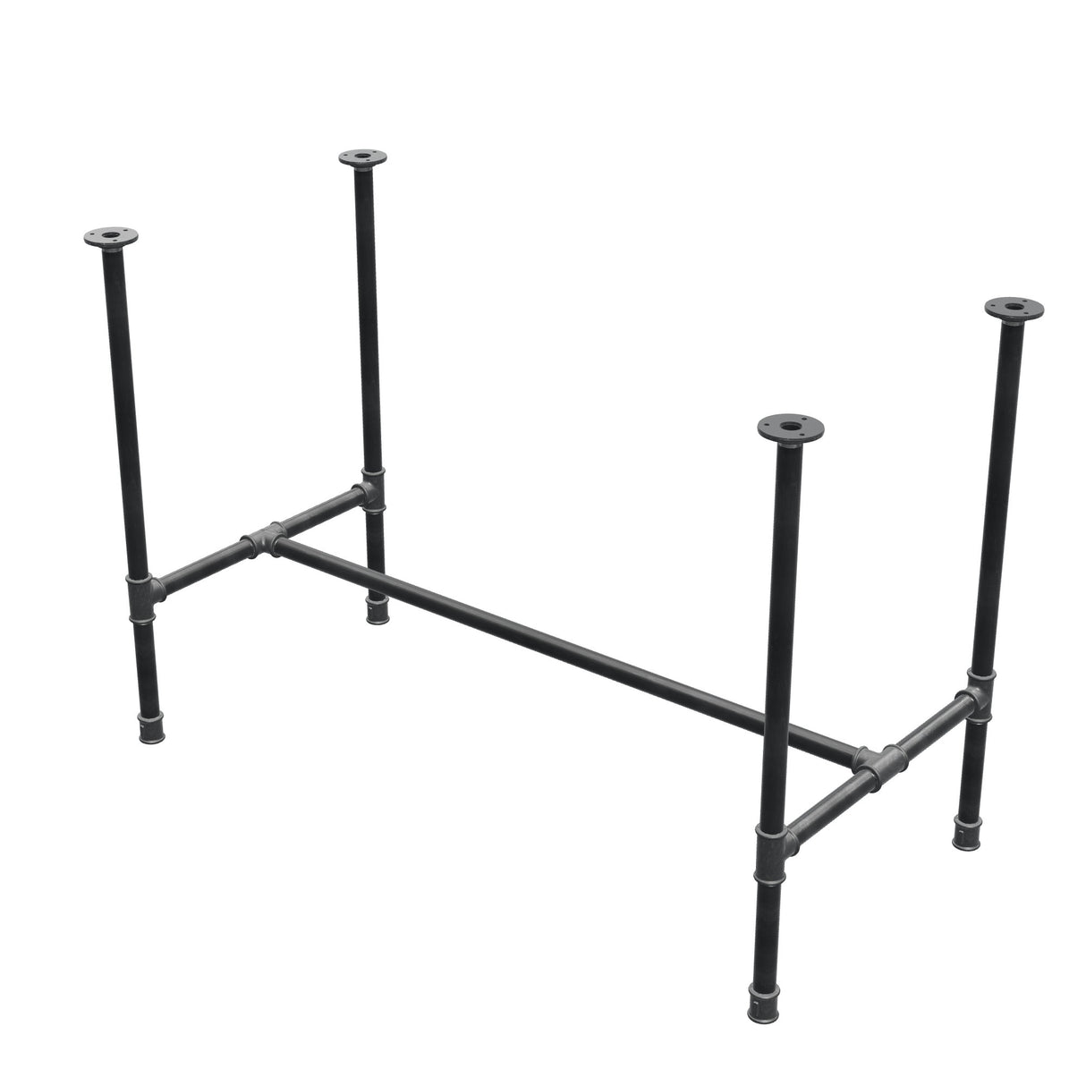 Podstawa stołu jadalnego, rama w kształcie H, żeliwo i stal Ø 27 mm, 111 × 55 cm, wysokość 74 cm