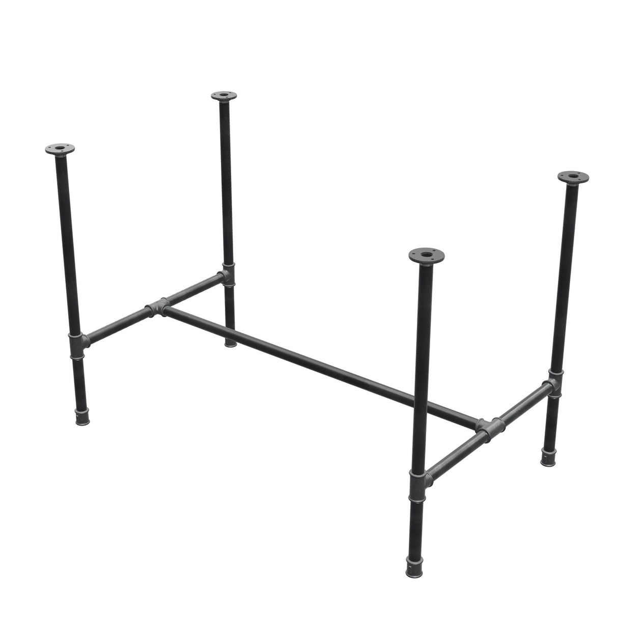 Podstawa stołu jadalnego, rama w kształcie H, żeliwo i stal Ø 27 mm, 111 × 65 cm, wysokość 74 cm