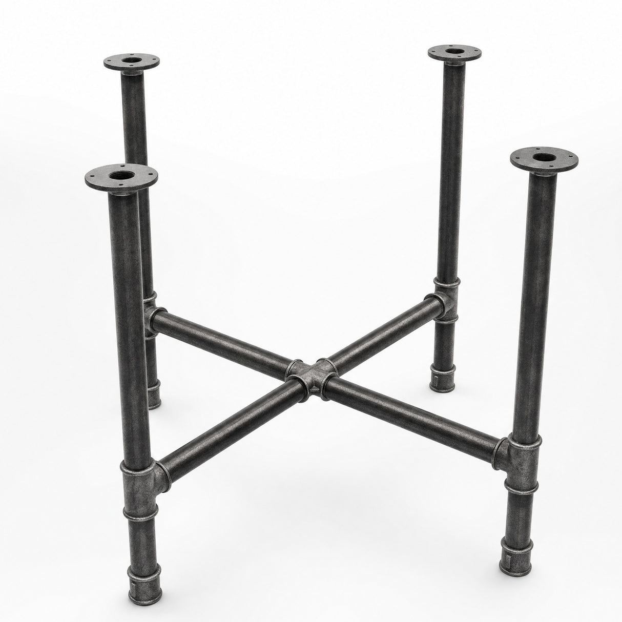 Podstawa stołu jadalnego, żeliwo i lakierowana stal, krzyż Ø 42 mm, ujęcie trzy czwarte w studiu