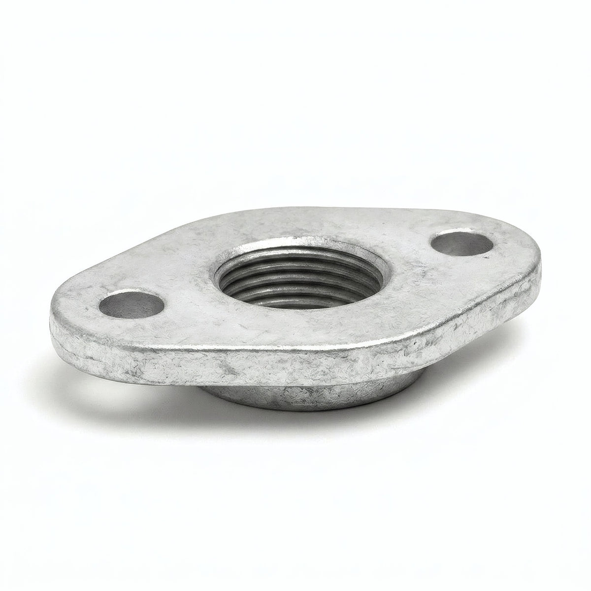 Platine ovale 2 trous fonte galvanisée - photo produit fond blanc 3