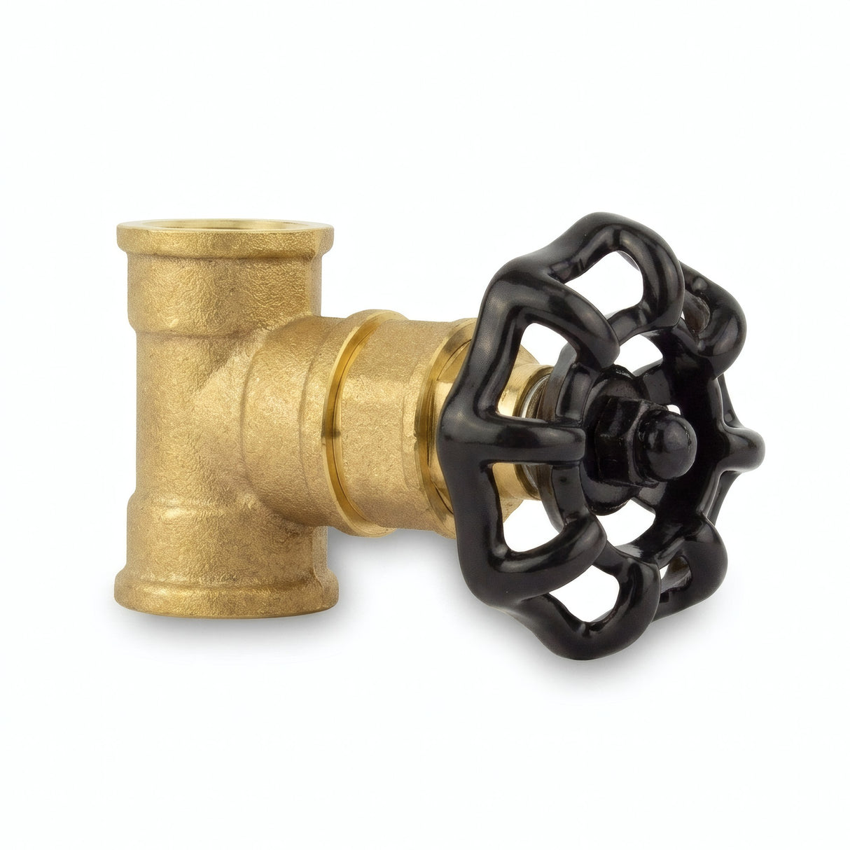 Raccord déco laiton 1/2'' style vanne avec volant noir 52mm - photo produit fond blanc 5