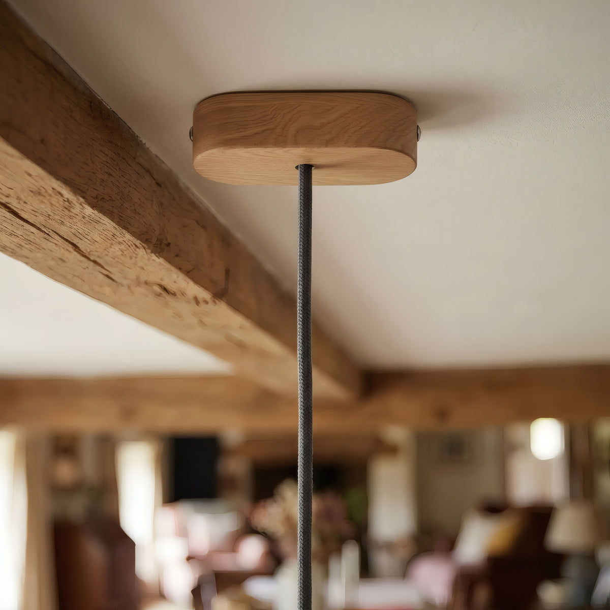 Owalna rozeta z drewna, 120 × 51 mm — Naturalny