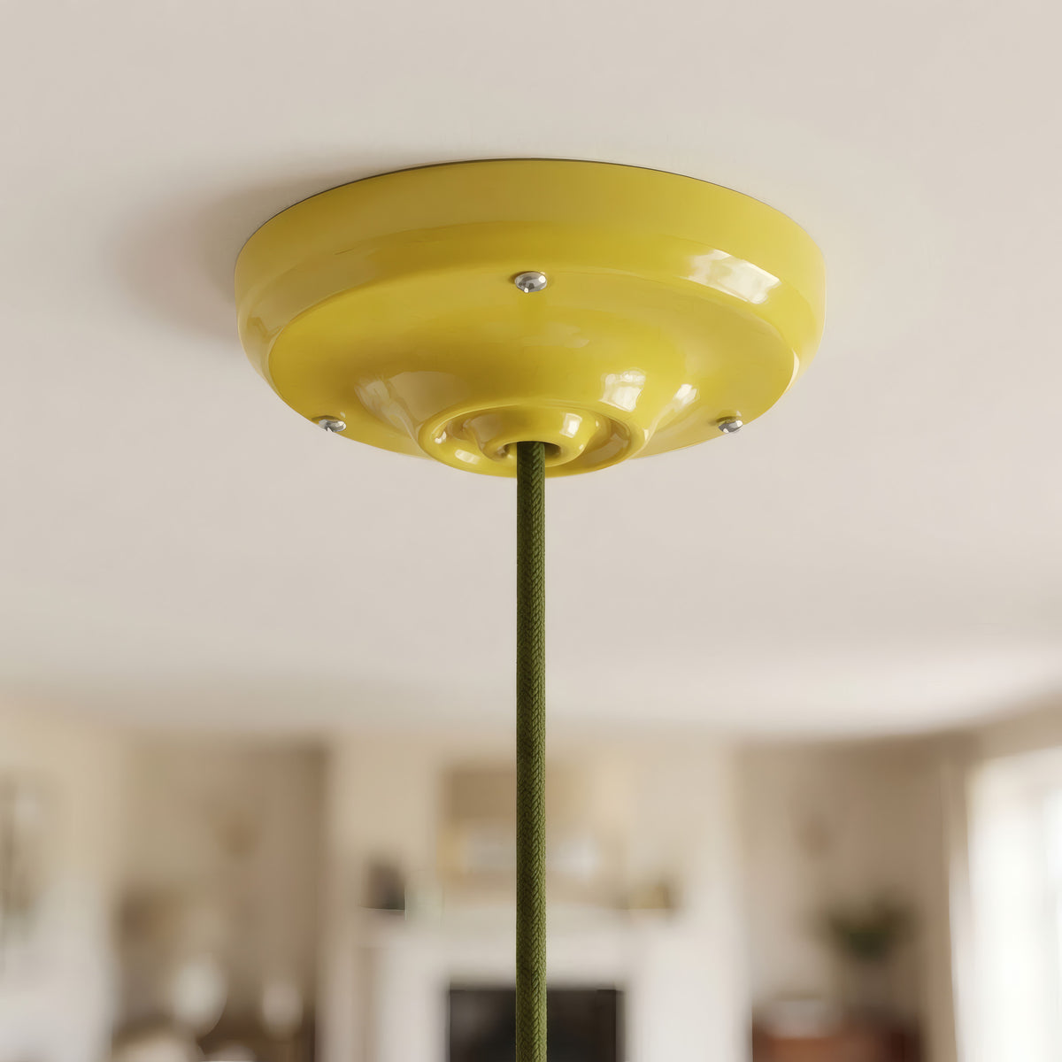 Porcelanowa rozeta z zestawem mocującym, Ø 105 mm — Żółty
