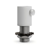 Cylindryczny dławik metalowy M10x1 z nakrętką i podkładką — Biały