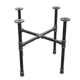 Podstawa stolika kawowego z żeliwa w stylu industrialnym, nogi krzyżowe, 48 × 48 cm, wysokość 42 cm, ujęcie trzy czwarte