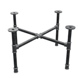 Podstawa stolika kawowego z żeliwa w stylu industrialnym, nogi krzyżowe, 58 × 58 cm, wysokość 32 cm, ujęcie trzy czwarte