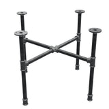 Podstawa stolika kawowego z żeliwa w stylu industrialnym, nogi krzyżowe, 58 × 58 cm, wysokość 42 cm, ujęcie trzy czwarte
