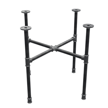 Podstawa stolika kawowego z żeliwa w stylu industrialnym, nogi krzyżowe, 58 × 58 cm, wysokość 52 cm, ujęcie trzy czwarte