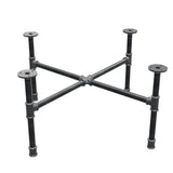 Podstawa stolika kawowego z żeliwa w stylu industrialnym, nogi krzyżowe, 68 × 68 cm, wysokość 32 cm, ujęcie trzy czwarte