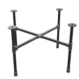 Podstawa stolika kawowego z żeliwa w stylu industrialnym, nogi krzyżowe, 68 × 68 cm, wysokość 42 cm, ujęcie trzy czwarte