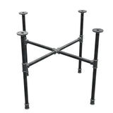 Podstawa stolika kawowego z żeliwa w stylu industrialnym, nogi krzyżowe, 68 × 68 cm, wysokość 52 cm, ujęcie trzy czwarte