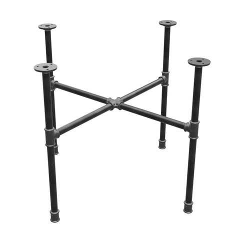Podstawa stolika kawowego z żeliwa w stylu industrialnym, nogi krzyżowe, 68 × 68 cm, wysokość 52 cm, ujęcie trzy czwarte