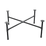Podstawa stolika kawowego z żeliwa w stylu industrialnym, nogi krzyżowe, 88 × 88 cm, wysokość 32 cm, ujęcie trzy czwarte