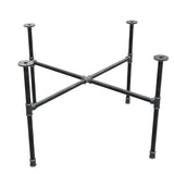 Podstawa stolika kawowego z żeliwa w stylu industrialnym, nogi krzyżowe, 88 × 88 cm, wysokość 52 cm, ujęcie trzy czwarte