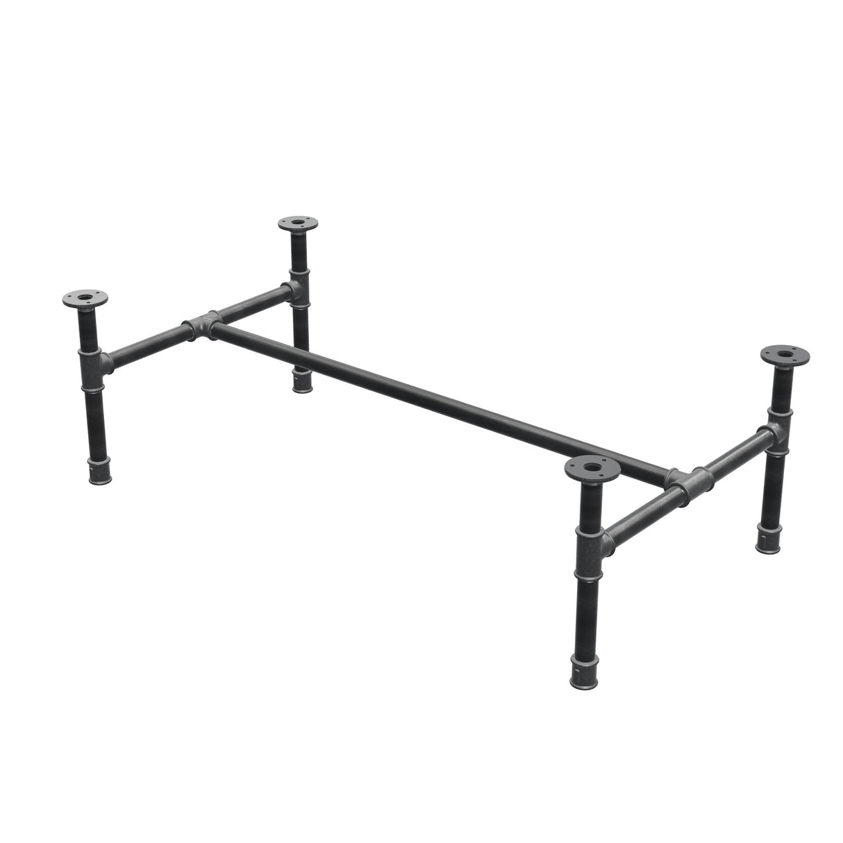 Industrialna podstawa stolika kawowego z żeliwa, w kształcie H, 101 × 55 cm, wysokość 32 cm, ujęcie 3/4