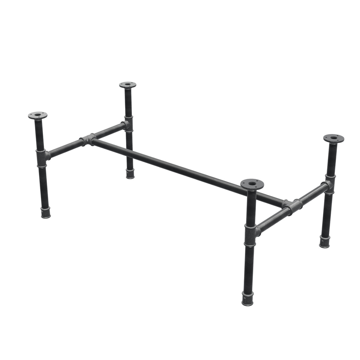 Industrialna podstawa stolika kawowego z żeliwa, w kształcie H, 101 × 55 cm, wysokość 42 cm, ujęcie 3/4