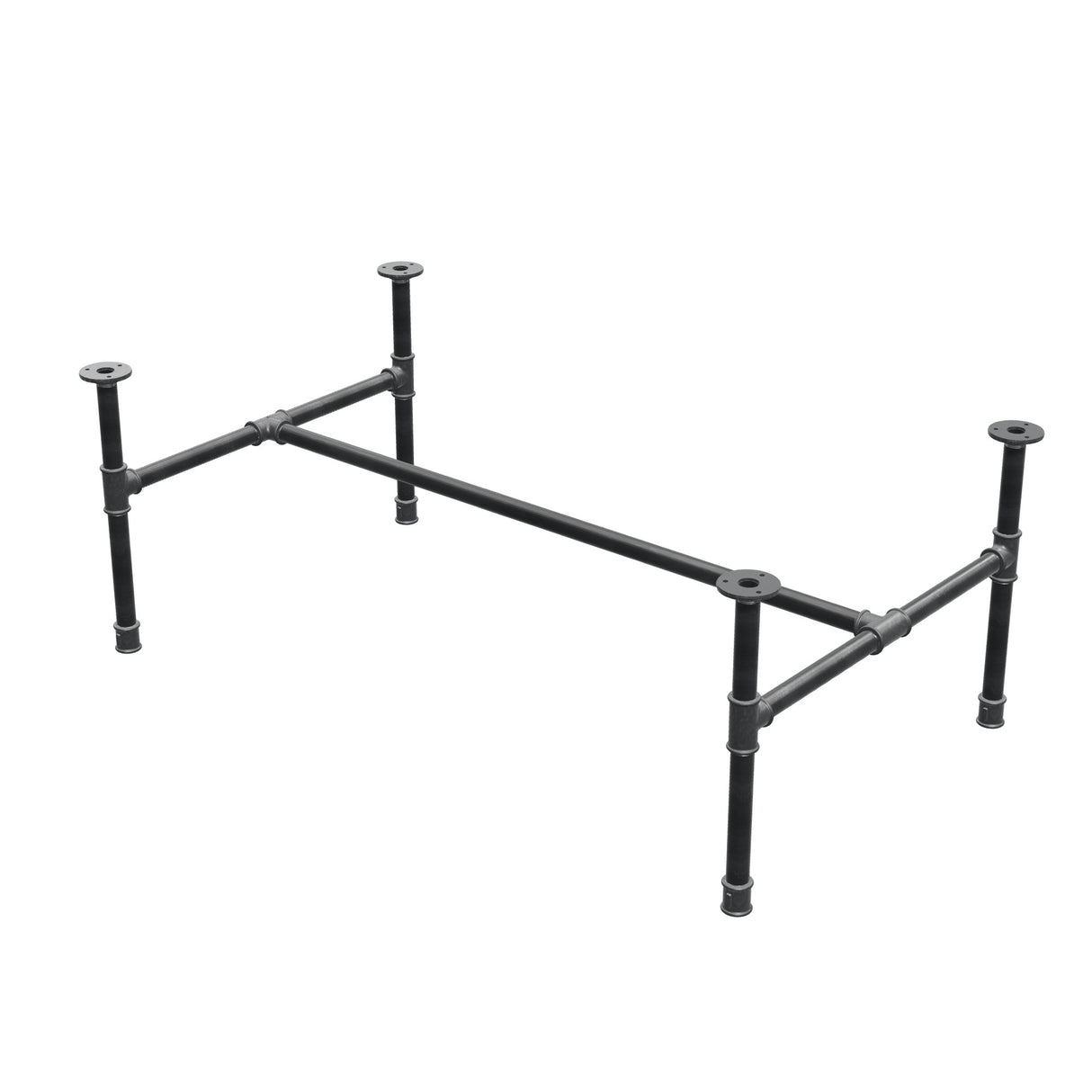 Industrialna podstawa stolika kawowego z żeliwa, w kształcie H, 111 × 65 cm, wysokość 42 cm, ujęcie 3/4