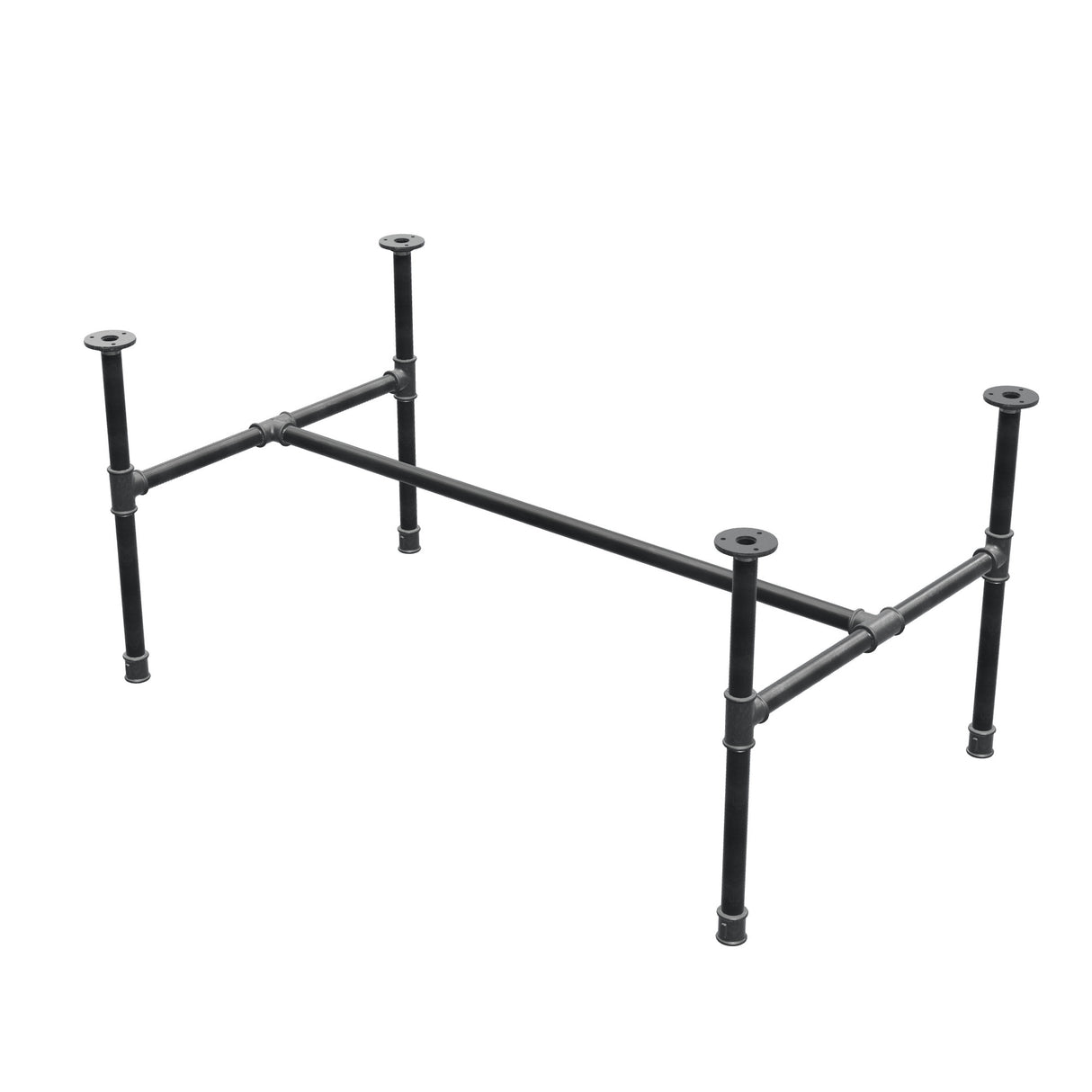 Industrialna podstawa stolika kawowego z żeliwa, w kształcie H, 111 × 65 cm, wysokość 52 cm, ujęcie 3/4
