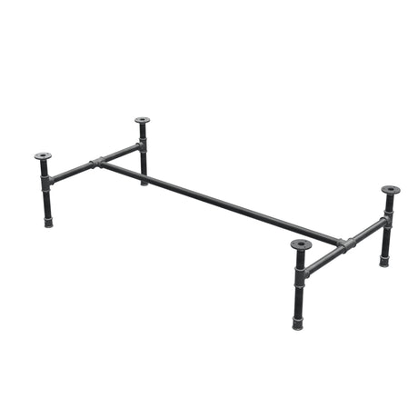 Industrialna podstawa stolika kawowego z żeliwa, w kształcie H, 131 × 65 cm, wysokość 32 cm, ujęcie 3/4