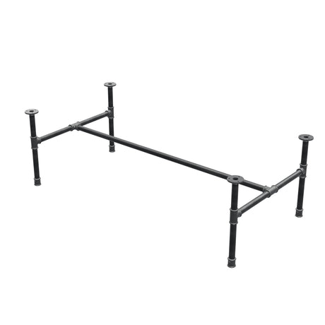 Industrialna podstawa stolika kawowego z żeliwa, w kształcie H, 131 × 65 cm, wysokość 42 cm, ujęcie 3/4