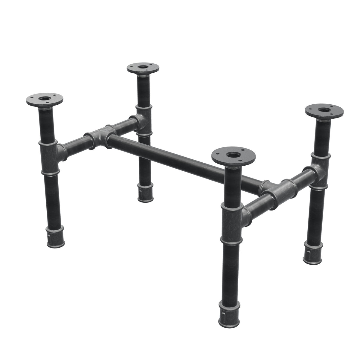 Industrialna podstawa stolika kawowego z żeliwa, w kształcie H, 51 × 35 cm, wysokość 32 cm, ujęcie 3/4