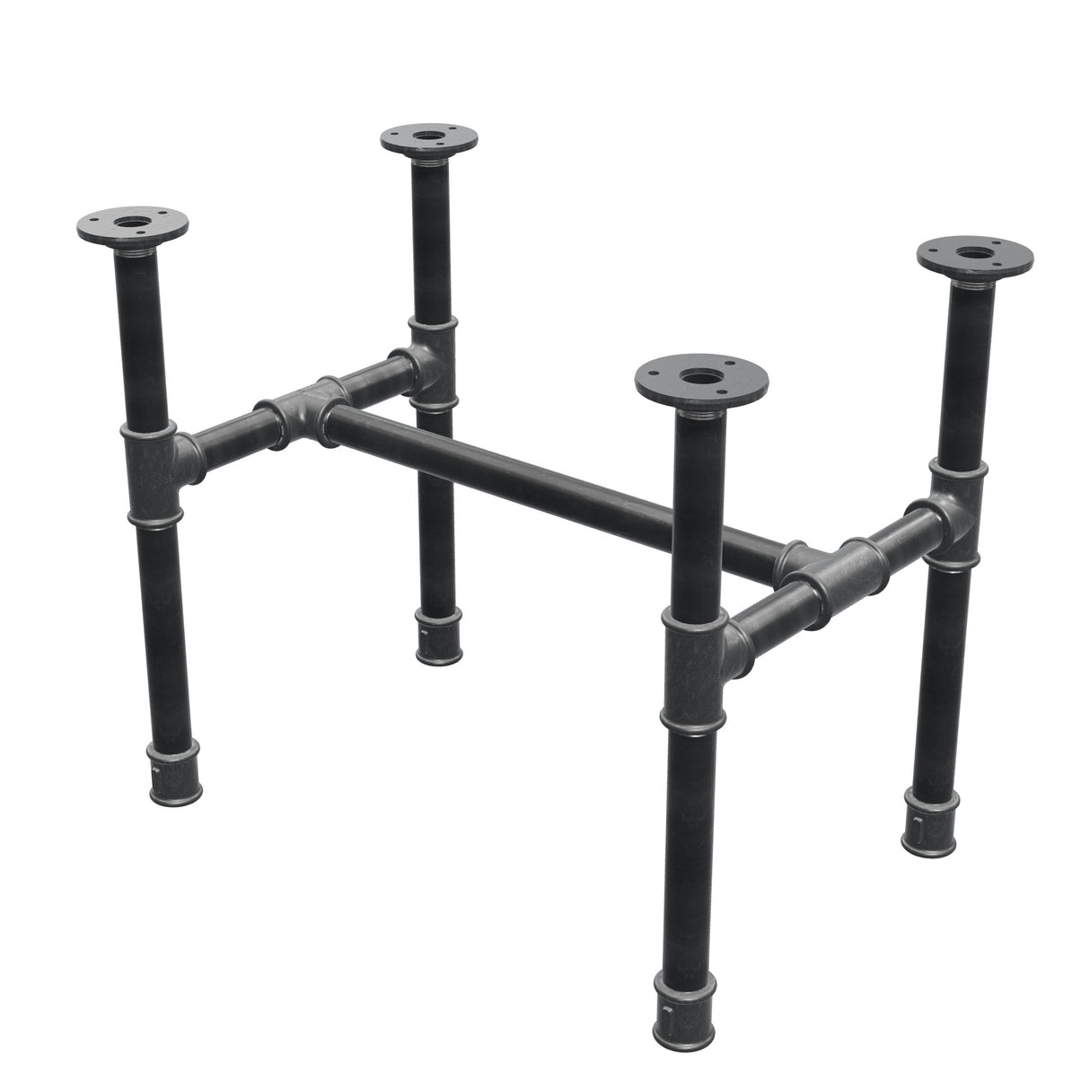 Industrialna podstawa stolika kawowego z żeliwa, w kształcie H, 51 × 35 cm, wysokość 42 cm, ujęcie 3/4