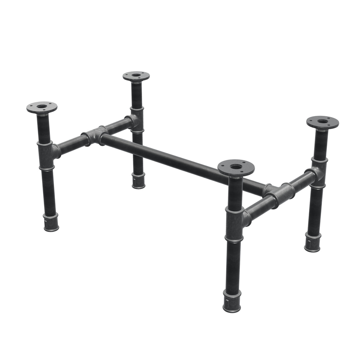 Industrialna podstawa stolika kawowego z żeliwa, w kształcie H, 61 × 39 cm, wysokość 32 cm, ujęcie 3/4
