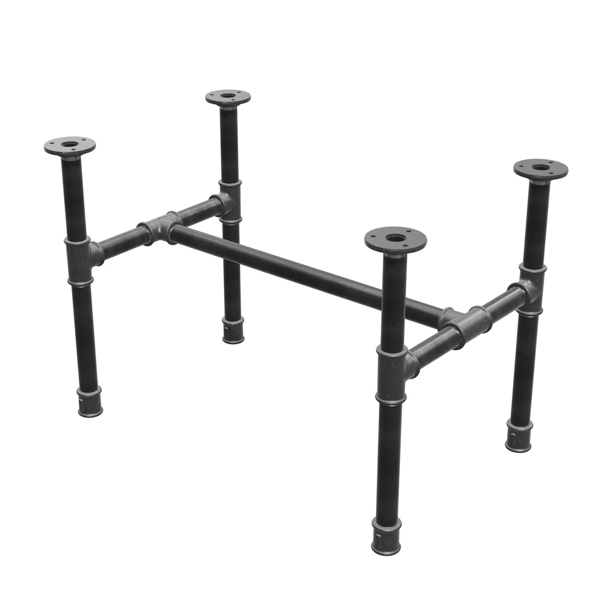 Industrialna podstawa stolika kawowego z żeliwa, w kształcie H, 61 × 39 cm, wysokość 42 cm, ujęcie 3/4
