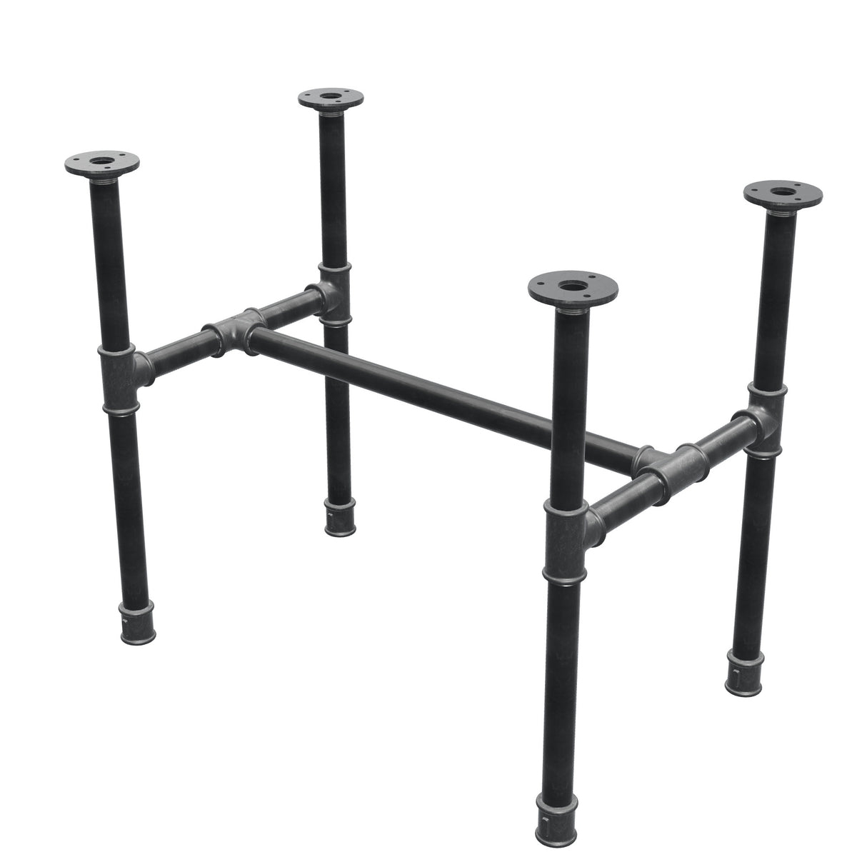 Industrialna podstawa stolika kawowego z żeliwa, w kształcie H, 61 × 39 cm, wysokość 52 cm, ujęcie 3/4